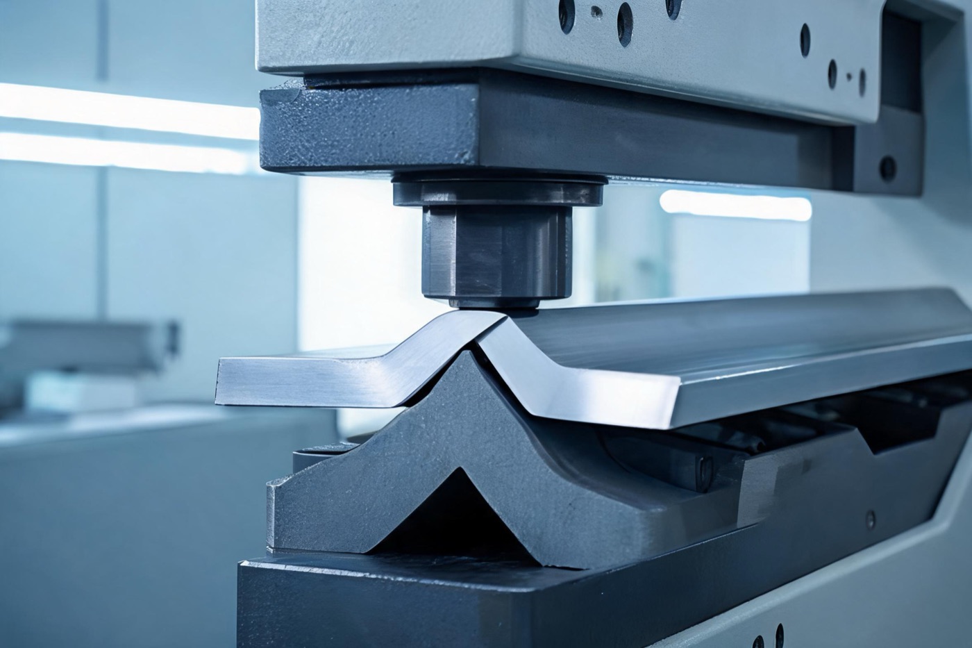 CNC press brake bending a sheet metal part